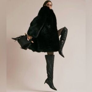 Vince Camuto Genuine Leather Black Over the Knee Boots